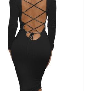 Elegant Black Backless Dress